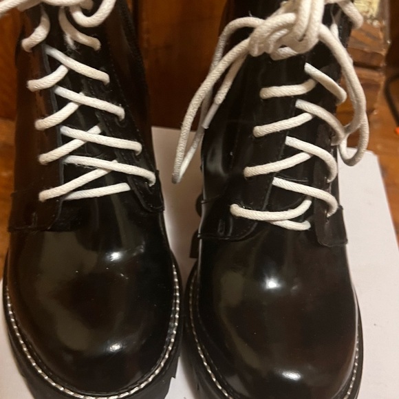 Jeffrey Campbell Refresh Black Box Leather Platform Chunky Lace-Up Ankle Booties - Picture 7 of 7